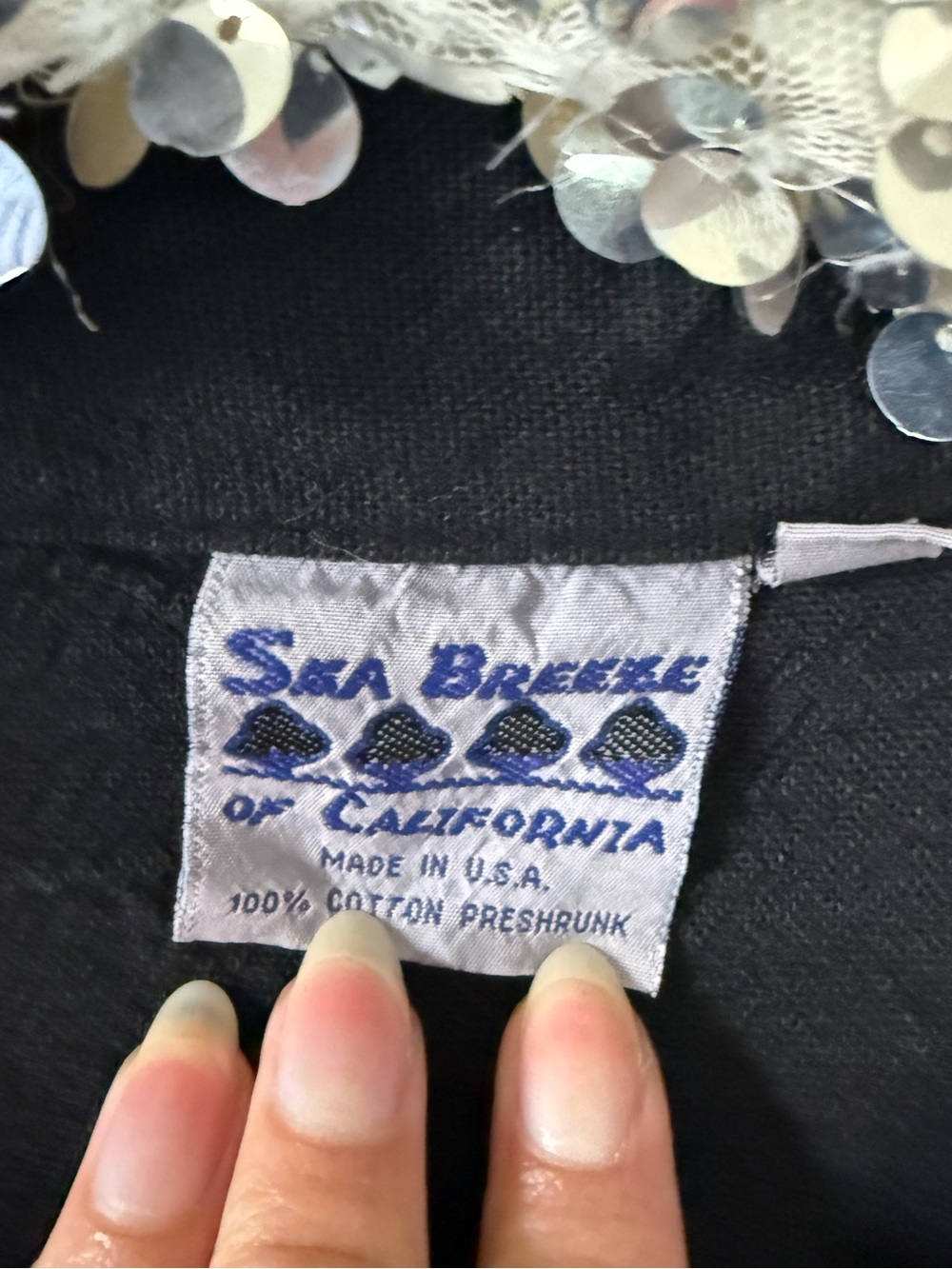 Vintage sea breeze Black Button-Front Lightweight cotton Jacket sz small - Picture 7 of 9